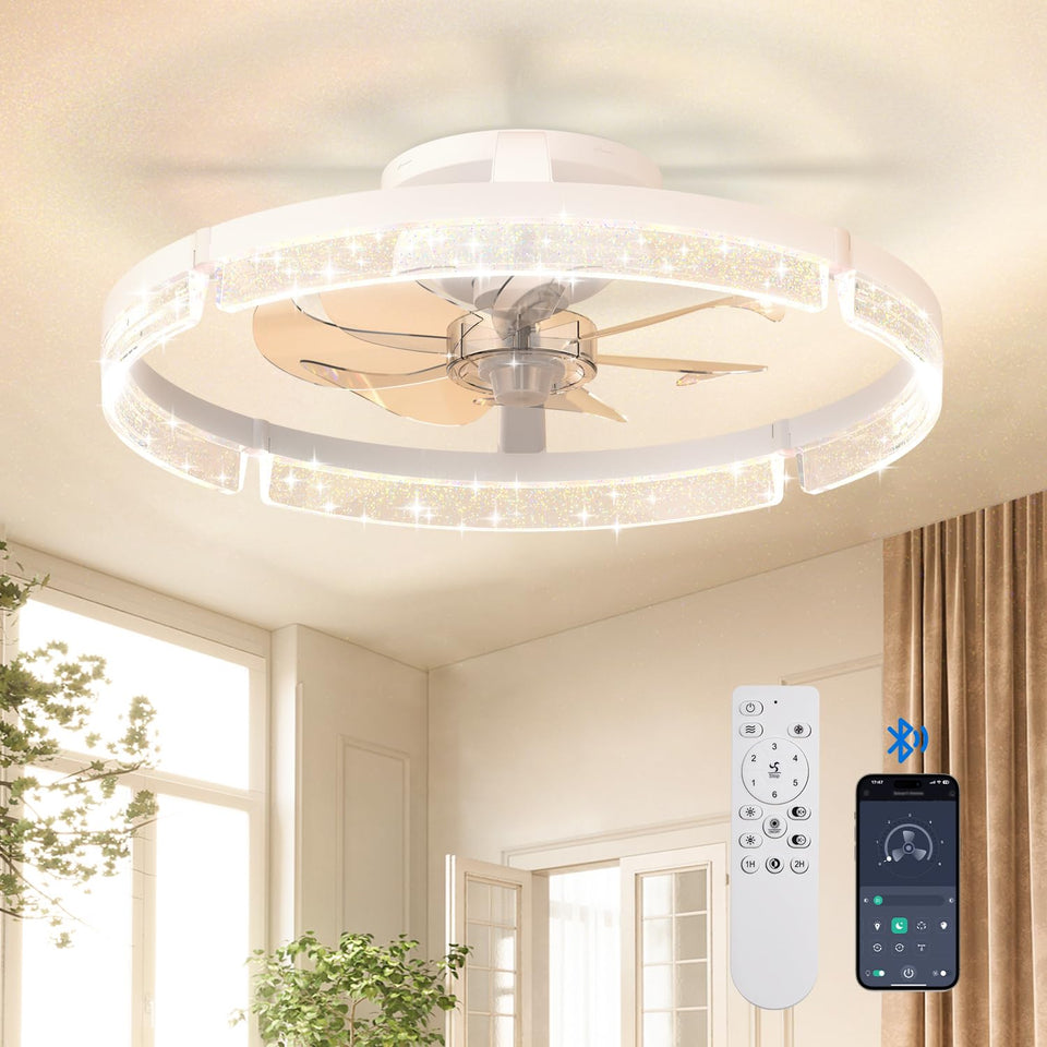 Addlon 20-inch ceiling fan with light in flush mount for compact spaces