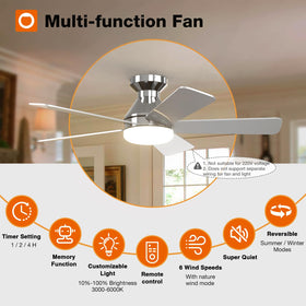 addlon ceiling fan with light side view highlighting dual-color blades