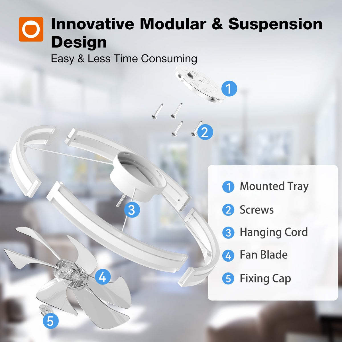 Compact flush-mount design of Addlon fan suitable for kitchen and living spaces