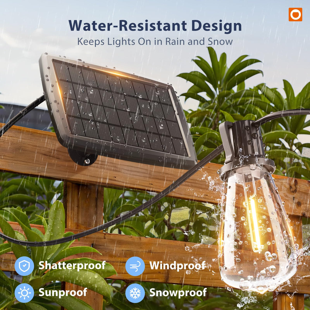 Addlon cord-free installation for versatile patio and garden decorating.