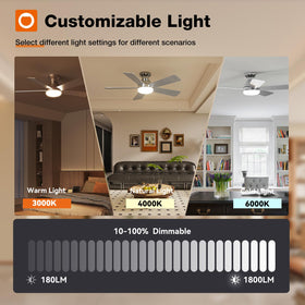 addlon dimmable light with 3CCT ceiling fan for adaptable brightness