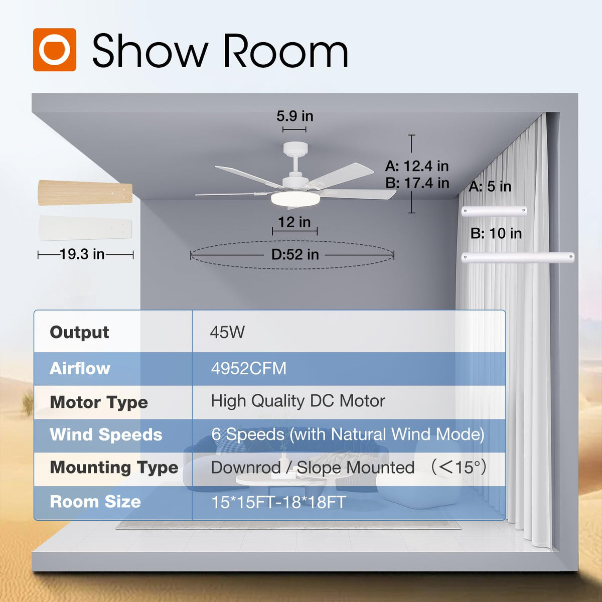 Addlon double-sided blade ceiling fan design for versatile decor.