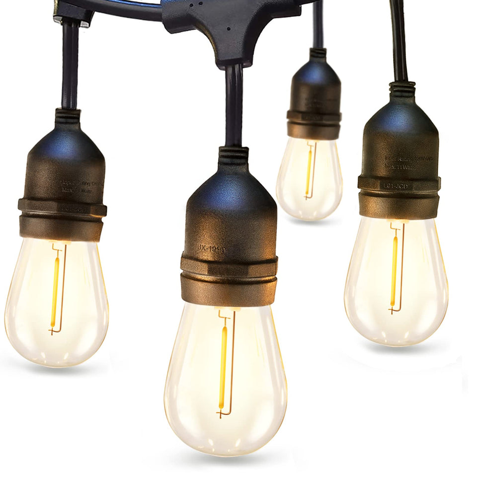 Addlon LED outdoor string lights with Edison bulbs for warm, energy-efficient patio ambiance.