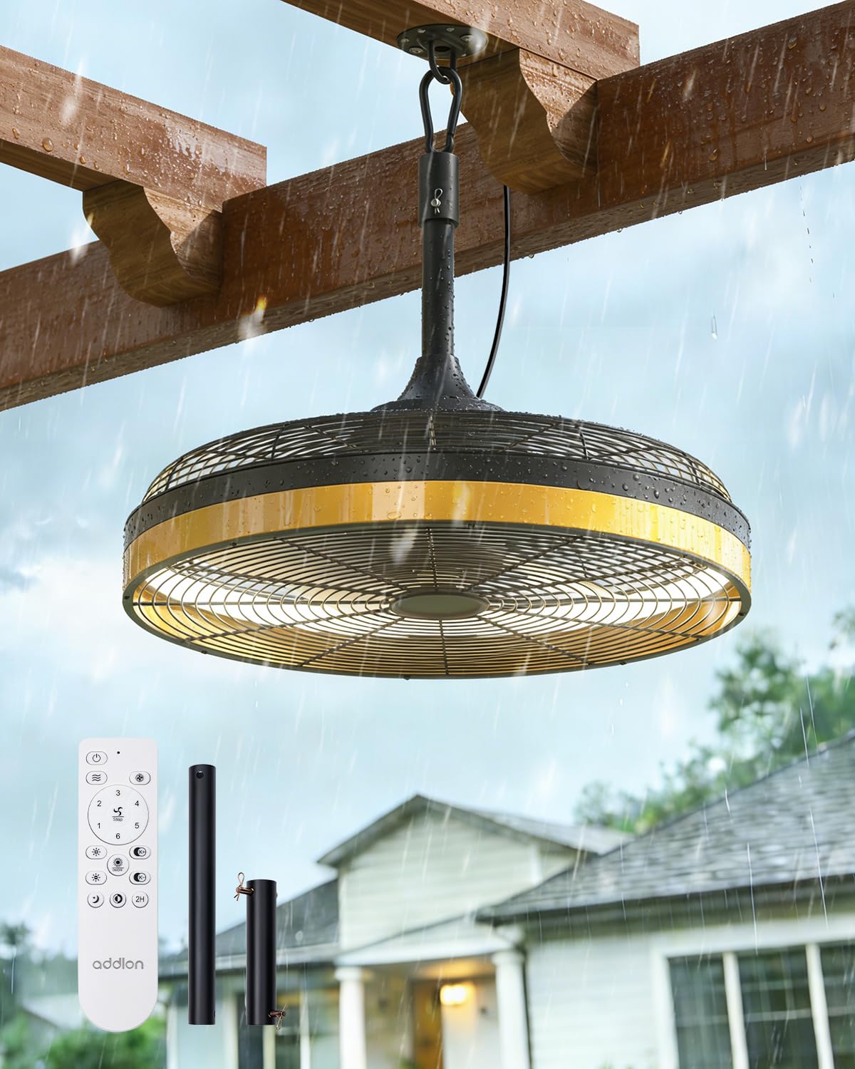 Addlon outdoor ceiling fan with light for patios delivers reliable cooling and illumination.
