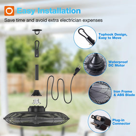 addlon outdoor fan installation with hanging hook for renters