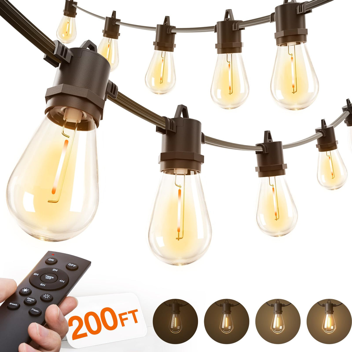 addlon outdoor string lights 200ft setup illuminate large patios for effortless gatherings.