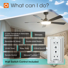 Addlon remote control image demonstrates convenient ceiling fan operation.