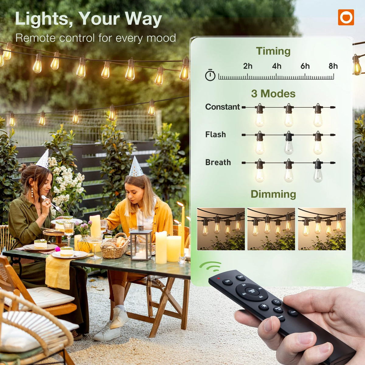 addlon remote-dimming outdoor lights let you adjust mood from anywhere.