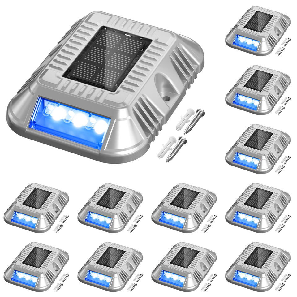 addlon solar dock light blue glow enhances night visibility along docks