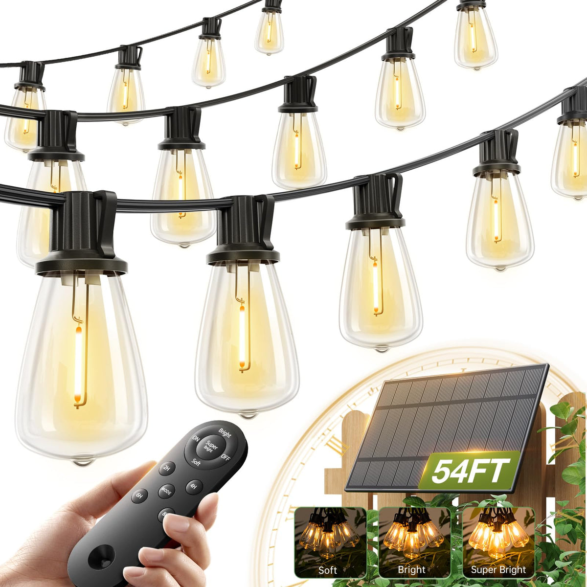 Addlon solar string lights 54ft showcase a wide outdoor glow for patios