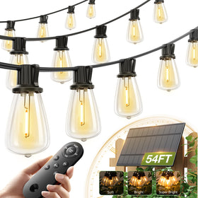 Addlon solar string lights 54ft showcase a wide outdoor glow for patios
