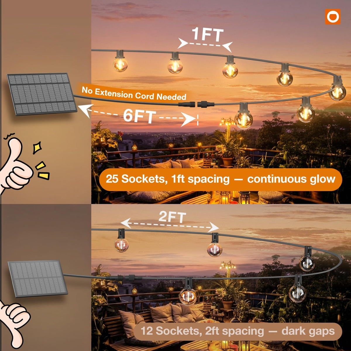 addlon backyard dining setup with warm solar string lights