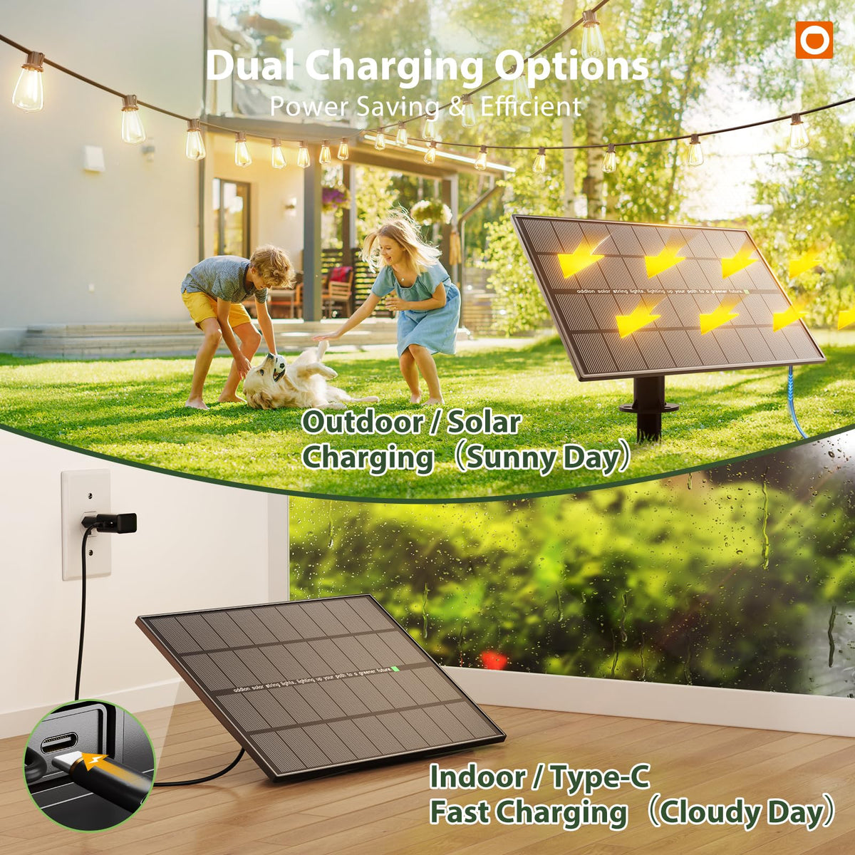 addlon solar string lights night scene showcasing soft to bright options