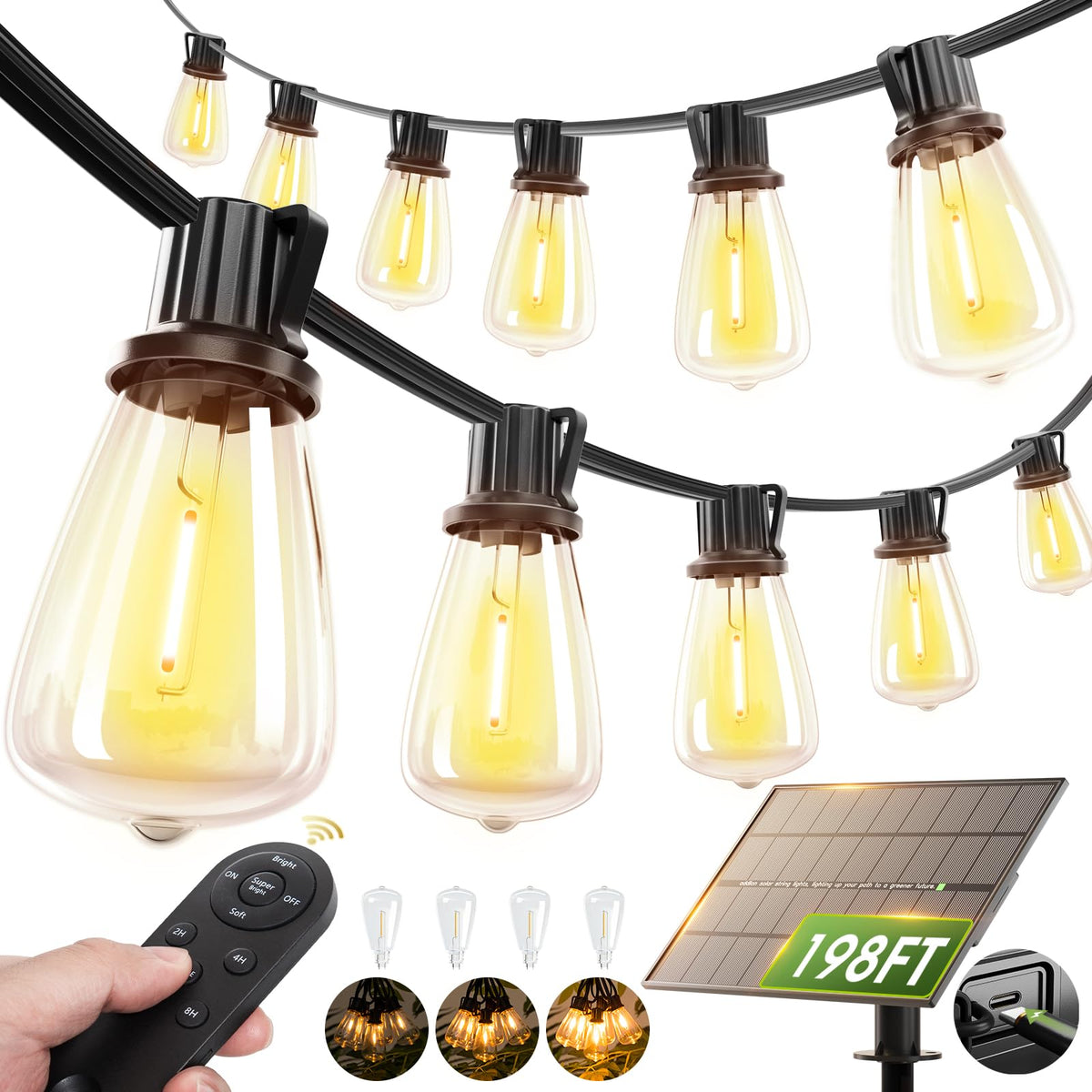 addlon solar string lights outdoor installation with warm glow for evenings