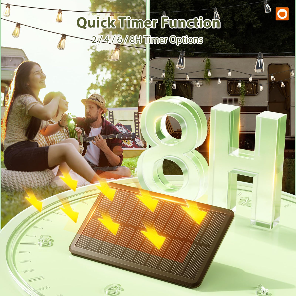 Addlon solar string lights provide long runtime up to 20+ hours after full charge