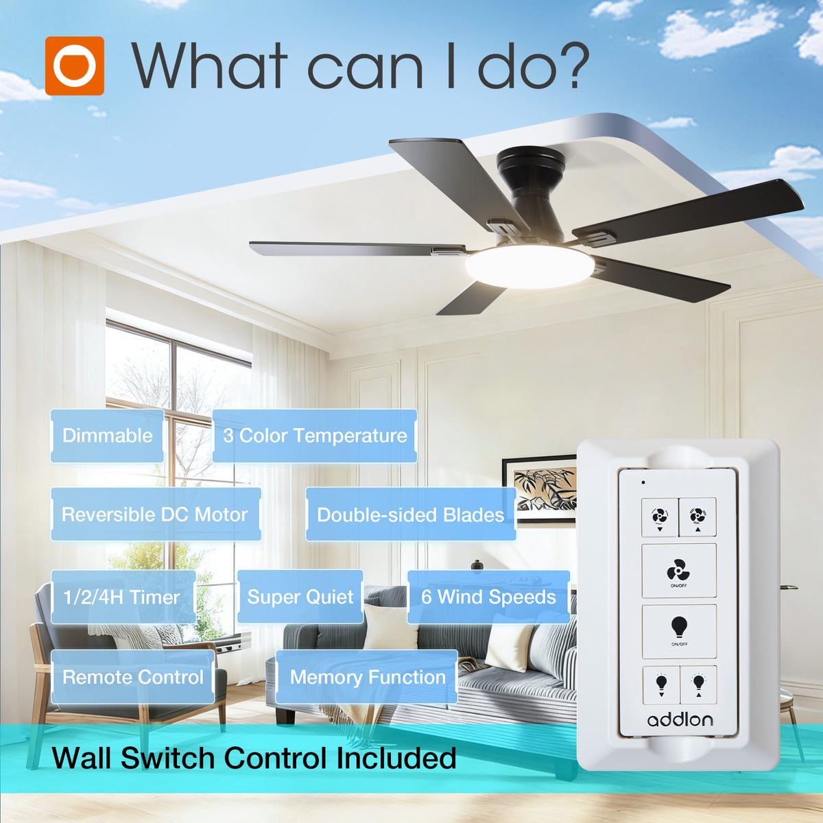 Addlon wall switch remote beside the door for convenient room control