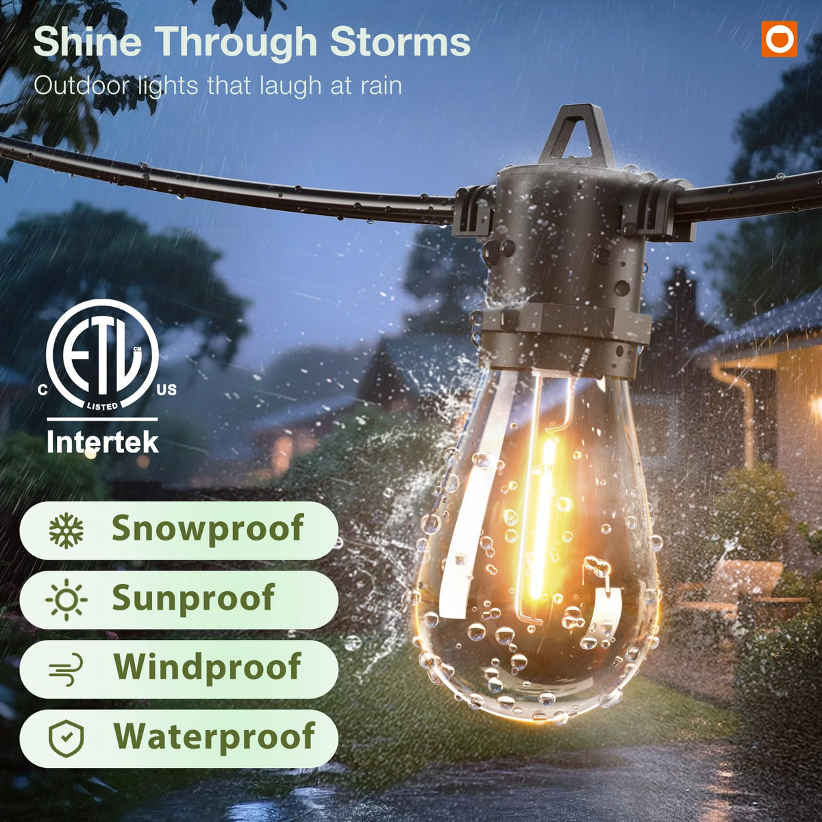 addlon waterproof connectable string lights withstand rain and extend coverage.