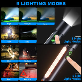 ADDplus flashlight with adjustable head offers 9 modes for versatile use