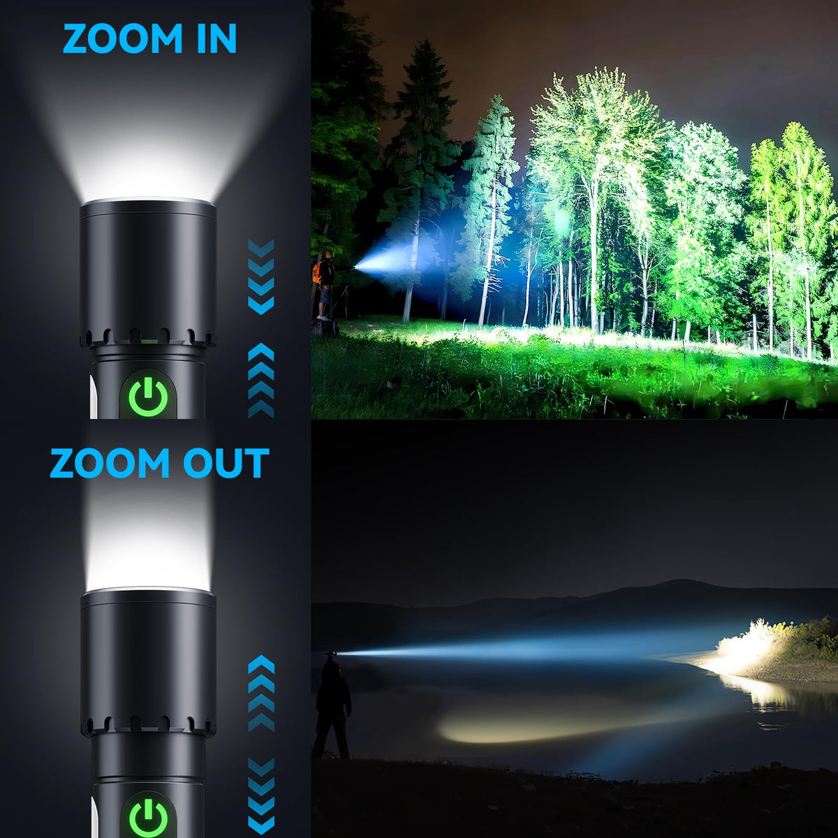 ADDplus USB-C fast charging flashlight for quick recharges on the go