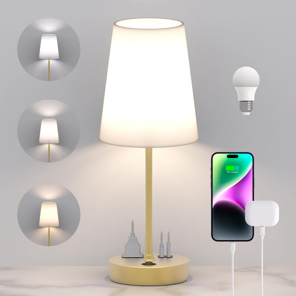 Addtam bedside table lamp with 3-way dimmer switch for customizable ambiance at night.