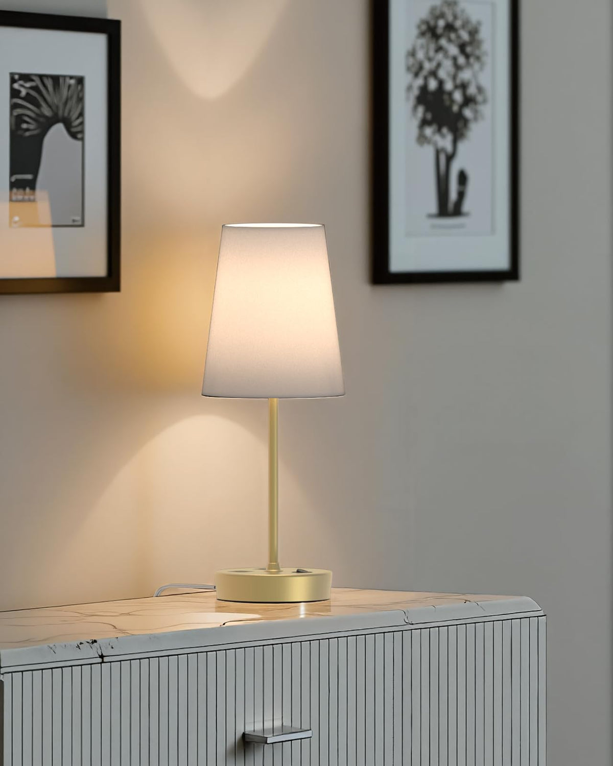 Addtam modern nightstand lamp complements bedroom or living room decor.