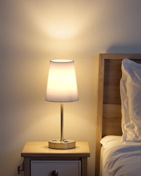 Addtam linen shade included for soft, diffuse lighting in a cozy room.