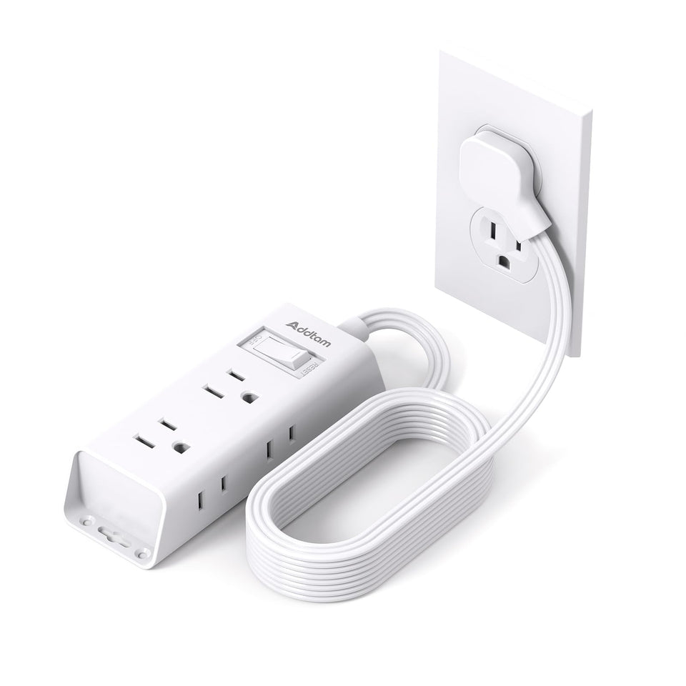 Addtam flat extension cord 15ft with slim profile fits behind furniture for tidy spaces.