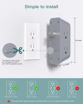 Addtam gray power strip with fire-safe housing for safer high-use setups
