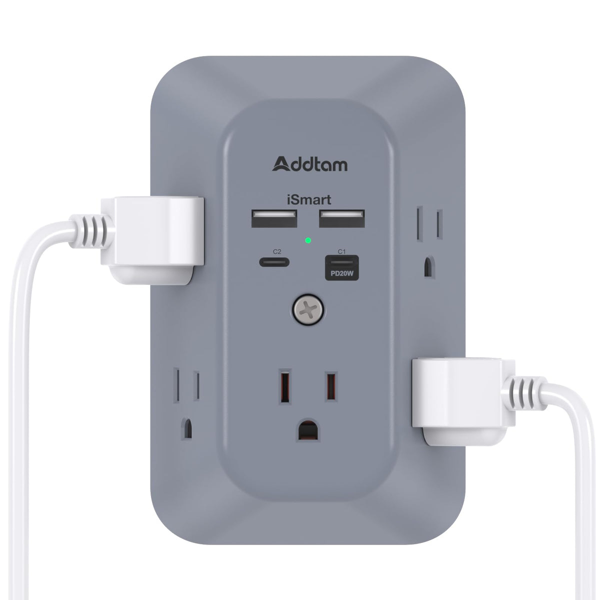 Addtam 9-in-1 surge protector powering multiple devices at home