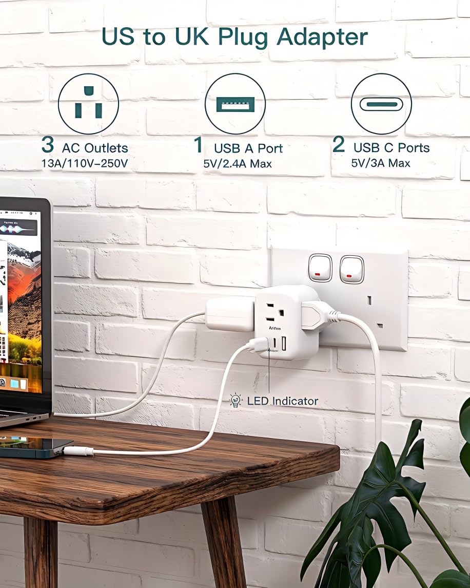 Addtam travel plug ports and USB-C/USB-A close-up for fast simultaneous charging.