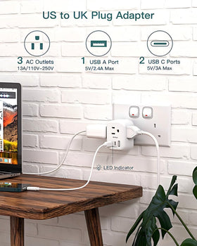 Addtam travel plug ports and USB-C/USB-A close-up for fast simultaneous charging.