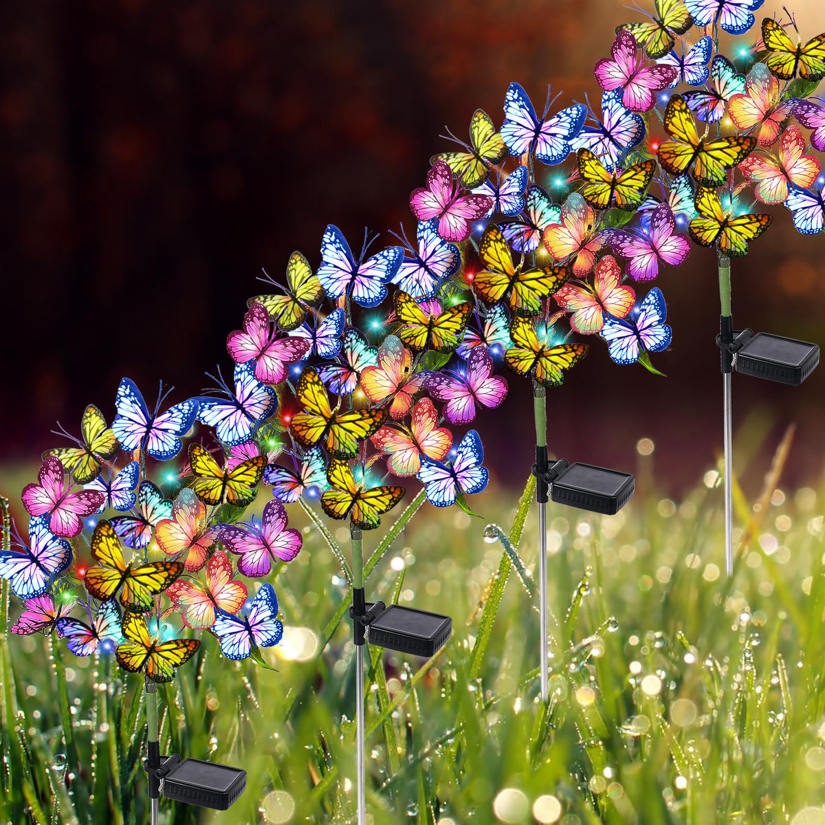 Adecorty butterfly solar garden lights illuminate paths with lifelike decor.