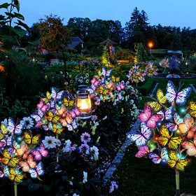 Adecorty butterfly stake lights brighten paths, patios, and flower beds.