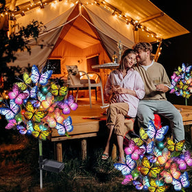 Adecorty multi color LED garden decor adds festive color to outdoors.