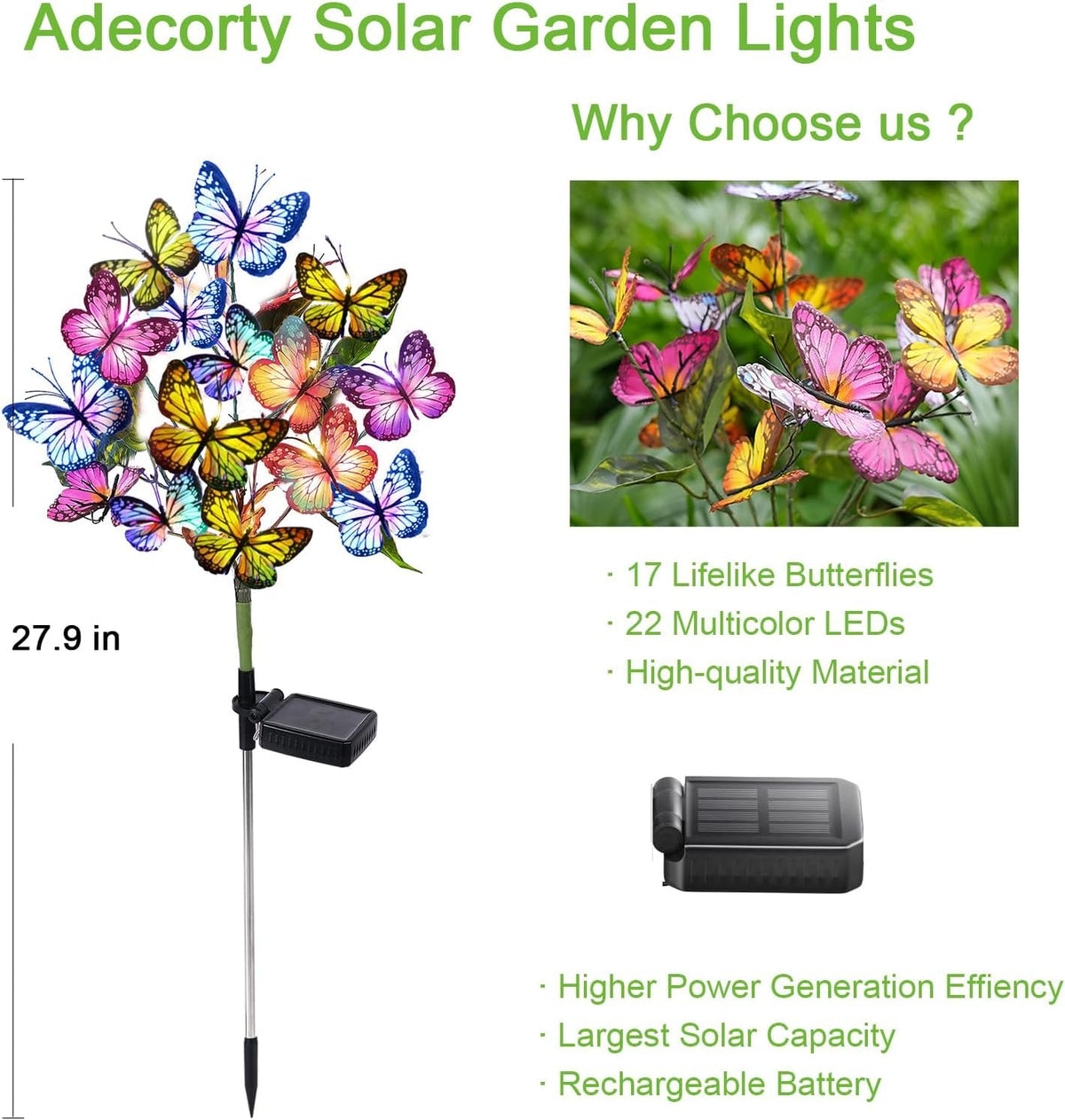 Adecorty no-wire installation makes easy setup in any yard.
