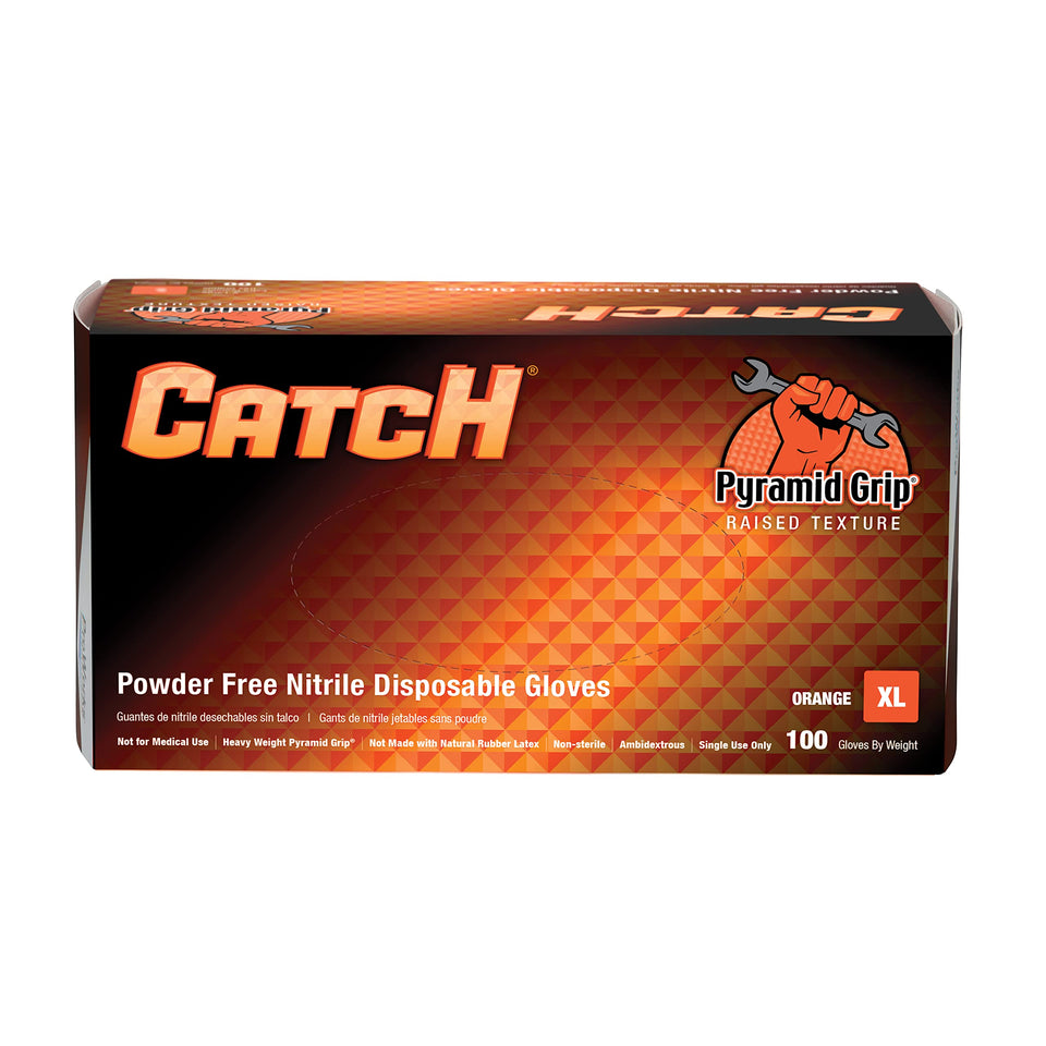 Adenna CAT458 Catch gloves in orange box, high visibility for quick identification