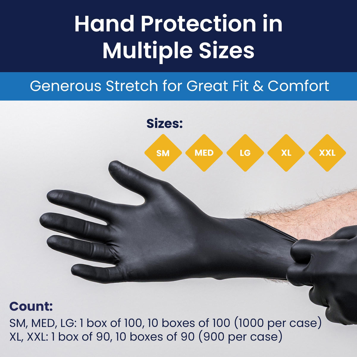 2X-Large Dark Light nitrile gloves ready for extended wear.