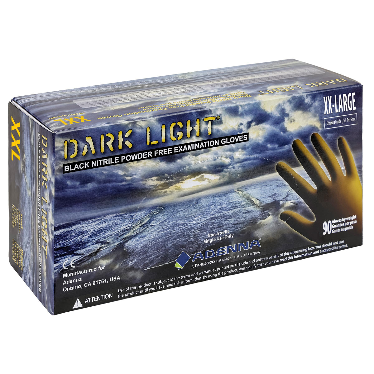 Adenna Dark Light nitrile gloves with textured grip for secure handling.