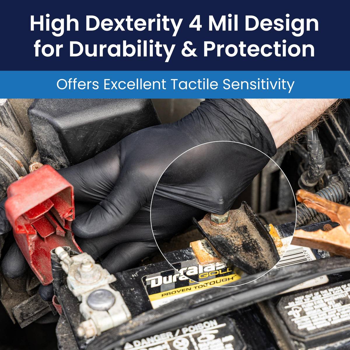 Powder-free design of Adenna Night Angel nitrile gloves for clean handling