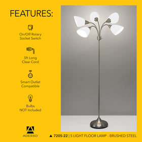 Adesso floor lamp arch design with a 60 inch cord for versatile placement