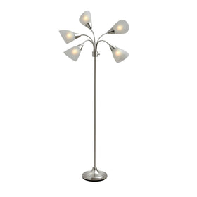 Adesso floor lamp with five movable shades in an arc for flexible task lighting