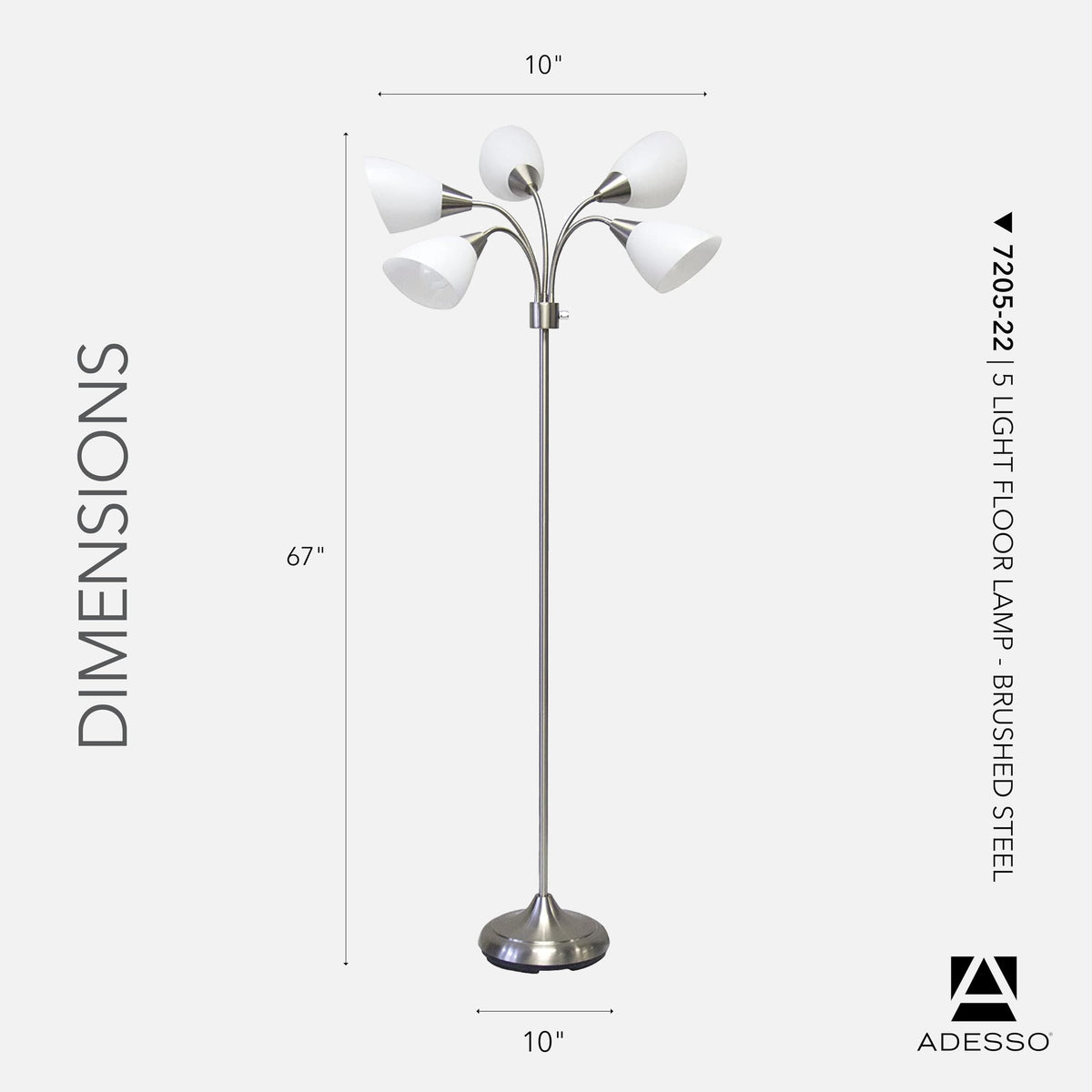 Adesso floor lamp in a living room setup showing space saving design