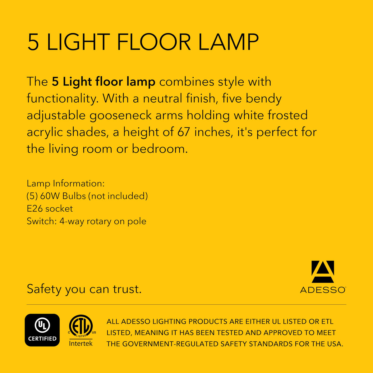 Adesso floor lamp quick and easy assembly guidance for fast setup