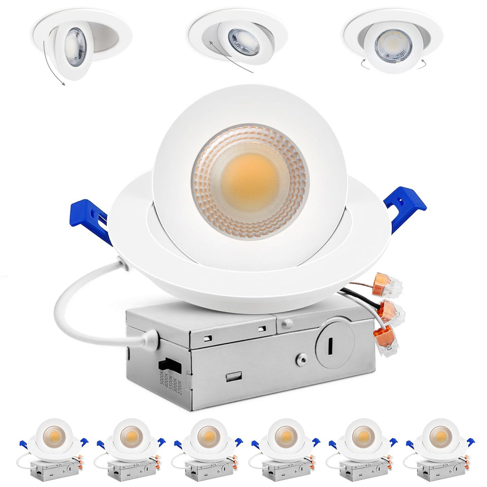Adetu 4in gimbal LED recessed light assembly for flexible ceiling installation