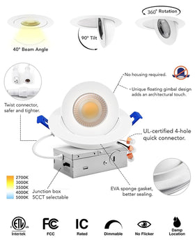 Adetu easy install in ceiling with spring clips and J-box wiring