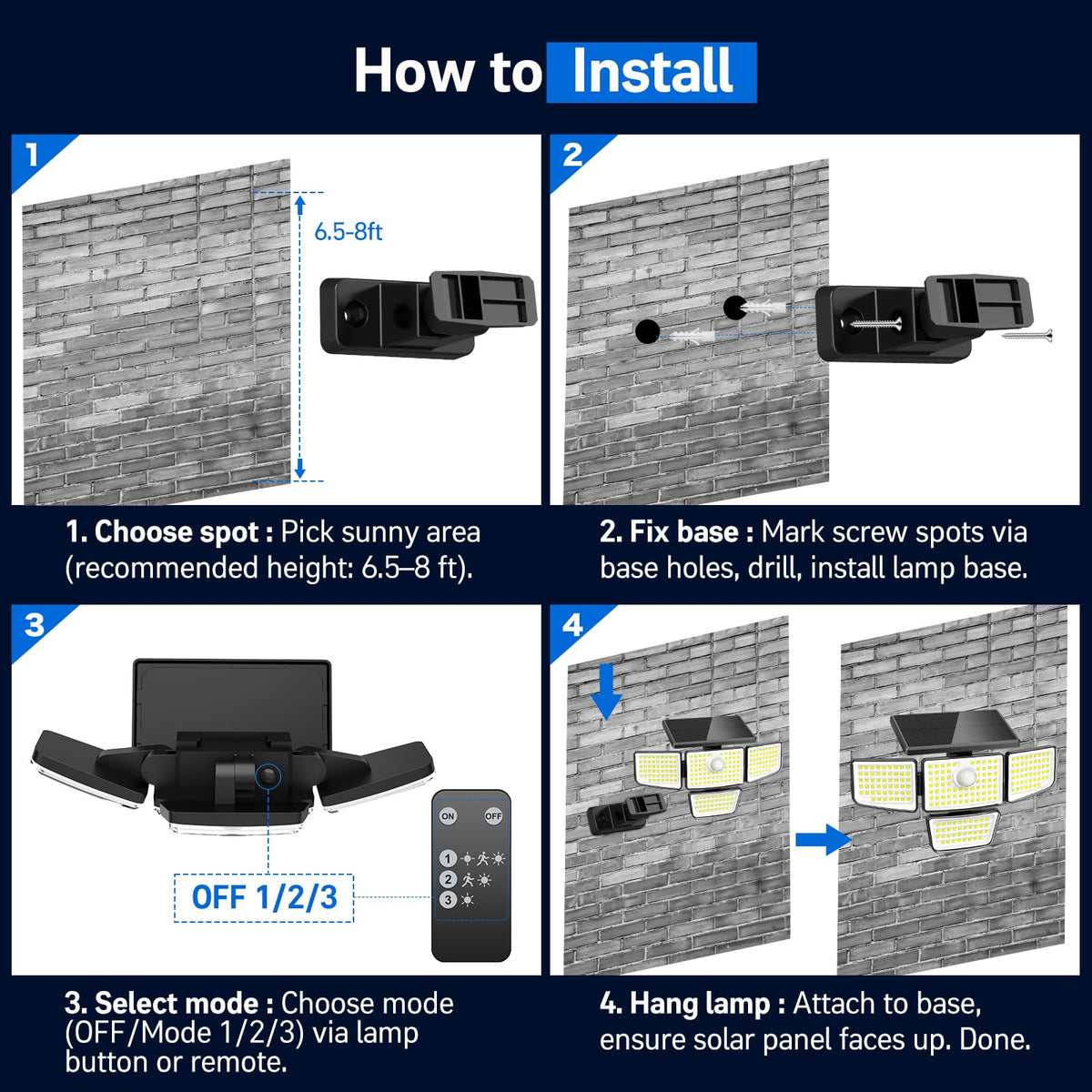 Adewalk lights offer three modes including motion-activated brightness for flexibility.