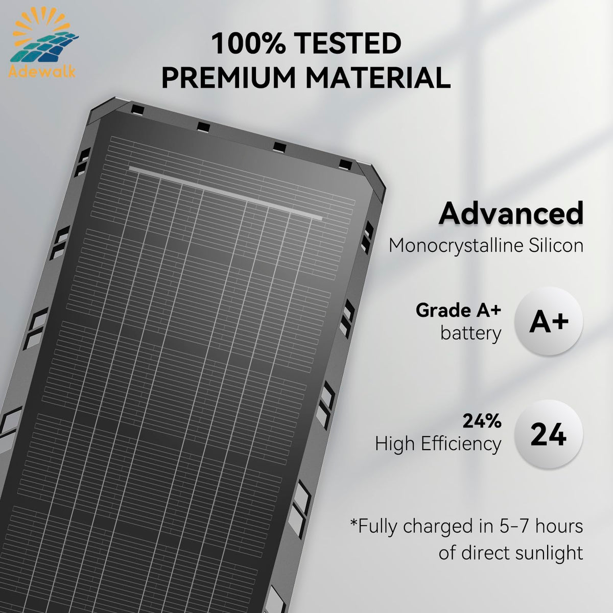 Adewalk 7000K LED solar street light with motion sensor for driveways and entrances.