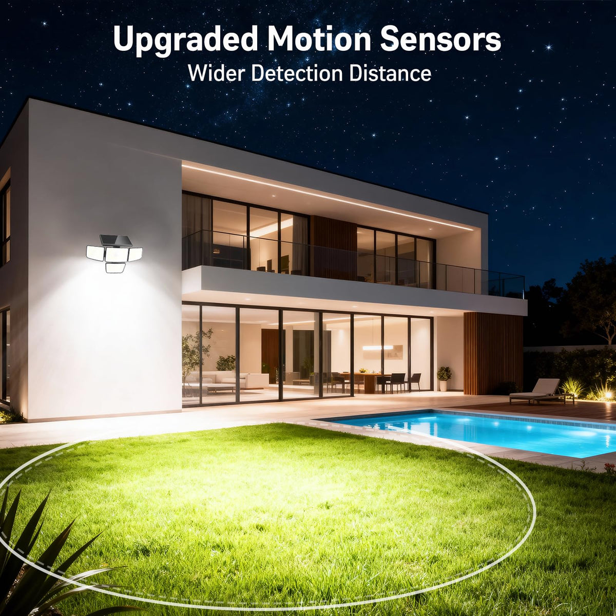 Adewalk motion sensor detects up to 30ft for instant outdoor lighting.