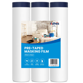 ADHES Painters Plastic with Tape rolls setup for quick masking and protection.