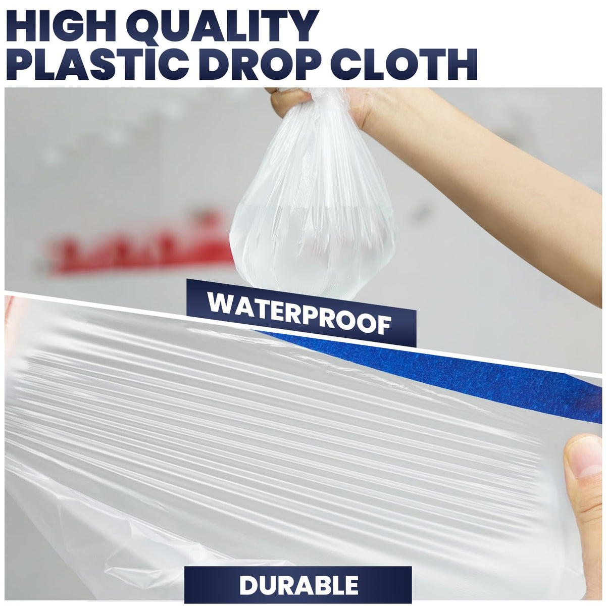 ADHES Painters Plastic with Tape wrapped on auto body demonstrates protective film.